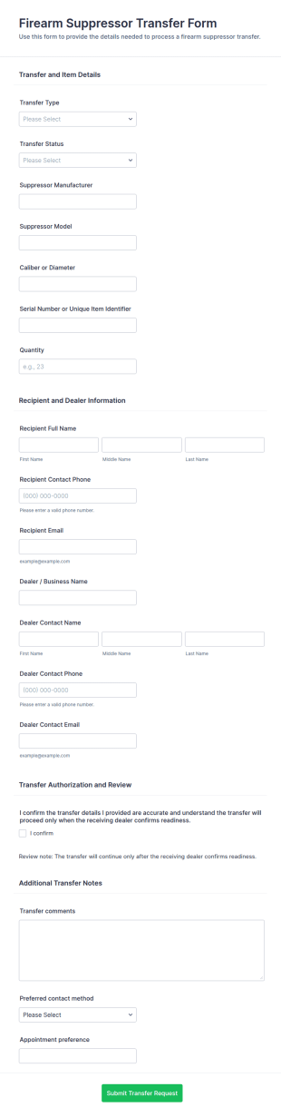 Firearm Suppressor Transfer Form Template