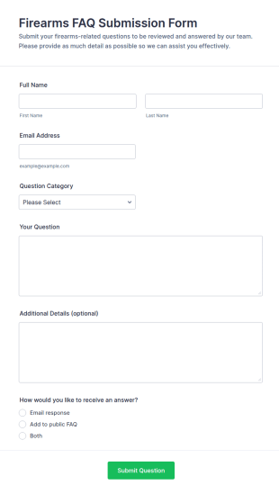 Firearms FAQ Submission Form Template