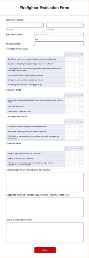 Firefighter Evaluation Form Template