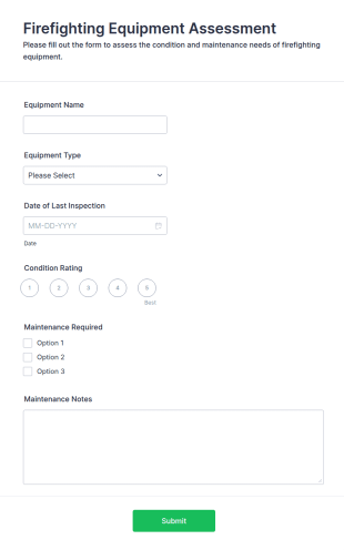 Firefighting Equipment Assessment Form Template