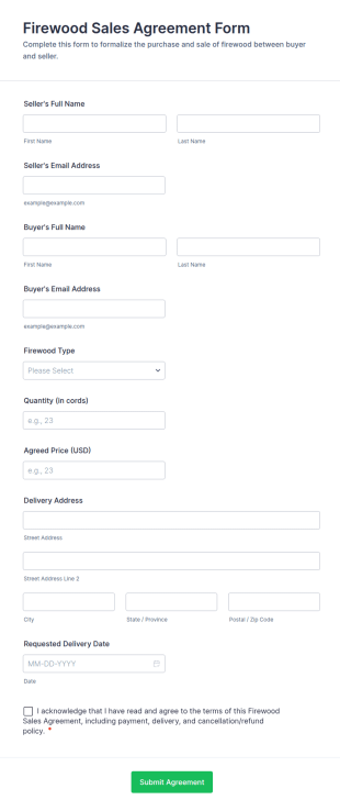 Firewood Sales Agreement Form Template