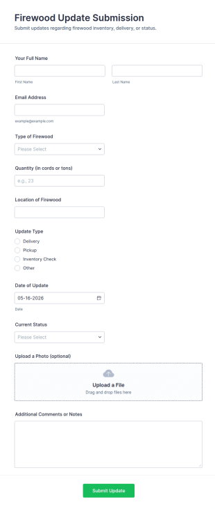 Firewood Update Submission Form Template