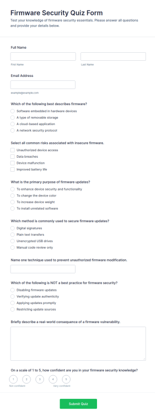 Firmware Security Quiz Form Template