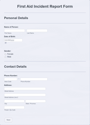 First Aid Incident Report Form Template