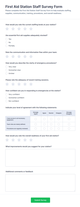 First Aid Station Staff Survey Form Template