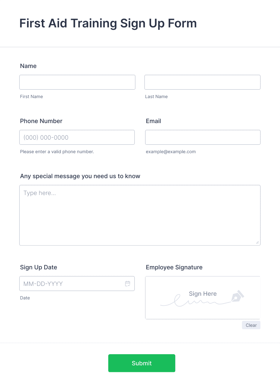 First Aid Training Sign Up Form Template | Jotform