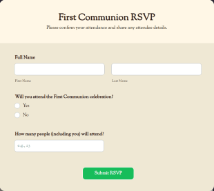 First Communion RSVP Form Template