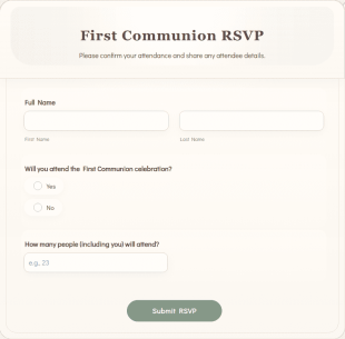 First Communion RSVP Form Template