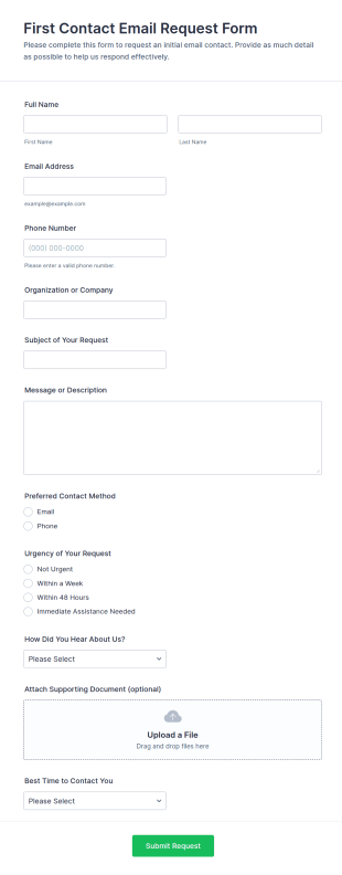 First Contact Email Request Form Template