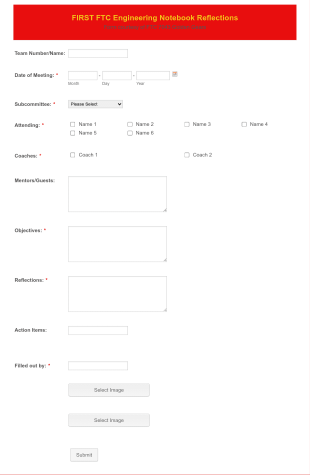 Engineering Notebook Form Template