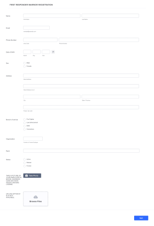 First Responder Warrior Registration Form Template