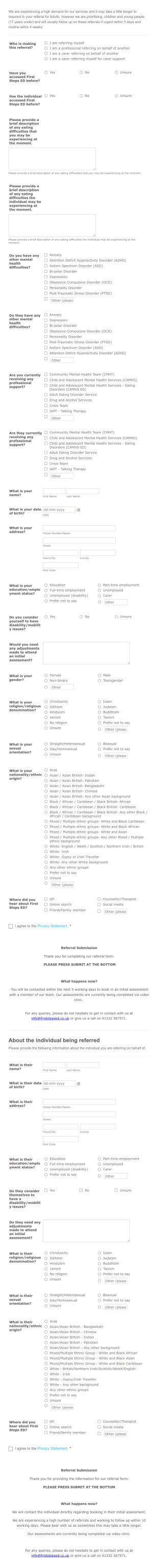 First Steps ED Referral Form Template