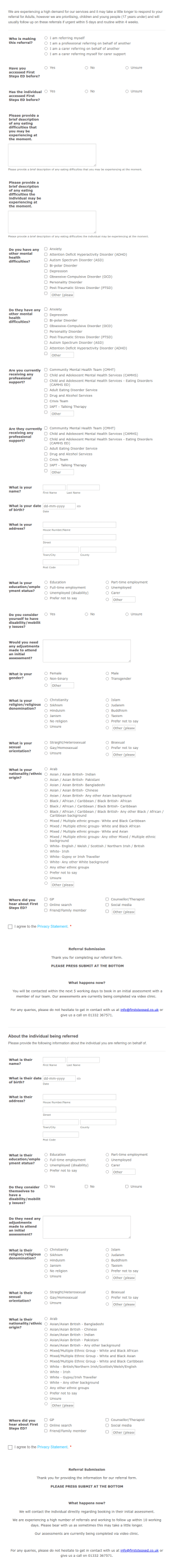 First Steps ED Referral Form Template