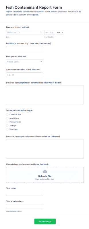 Fish Contaminant Report Form Template