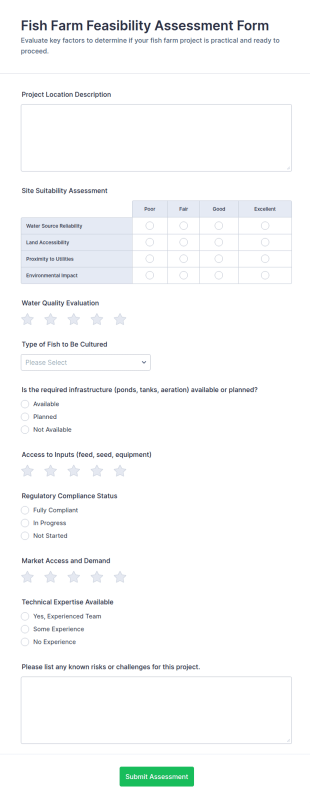 Fish Farm Feasibility Assessment Form Template
