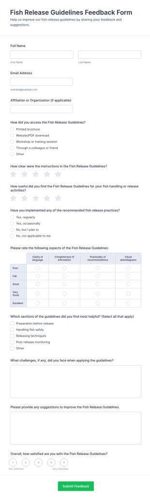 Fish Release Guidelines Feedback Form Template
