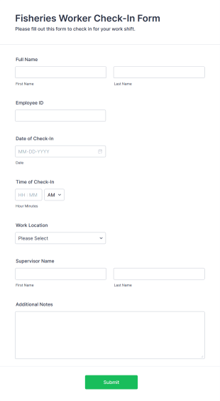 Fisheries Worker Check In Form Template