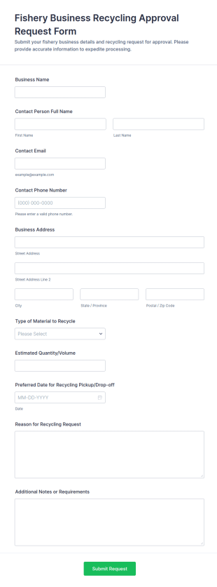 Fishery Business Recycling Approval Request Form Template