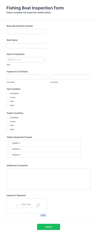 Fishing Boat Inspection Form Template