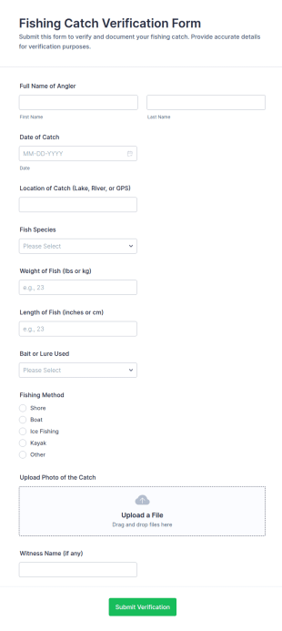 Fishing Catch Verification Form Template
