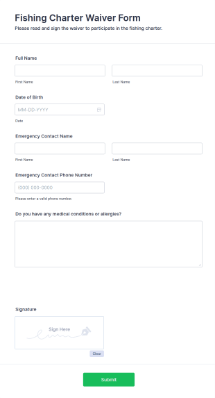 Fishing Charter Waiver Form Template