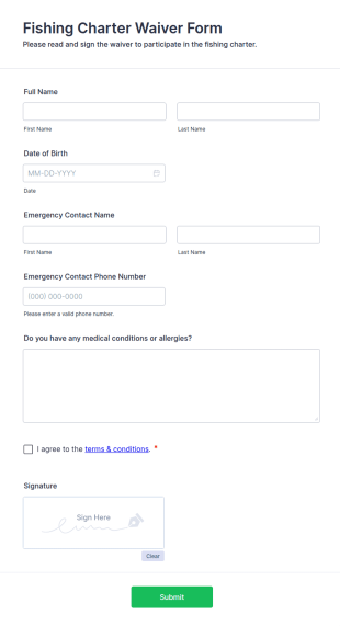 Fishing Charter Waiver Form Template