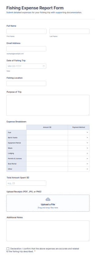Fishing Expense Report Form Template