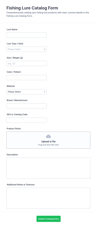 Fishing Lure Catalog Form Template
