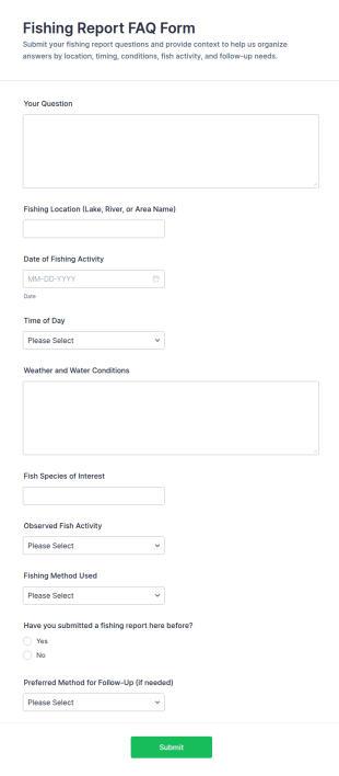 Fishing Report FAQ Form Template