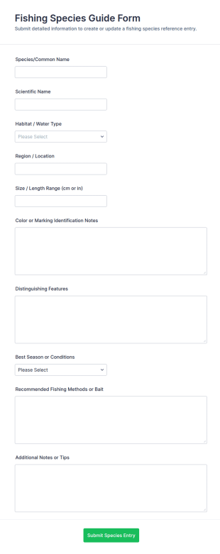 Fishing Species Guide Form Template