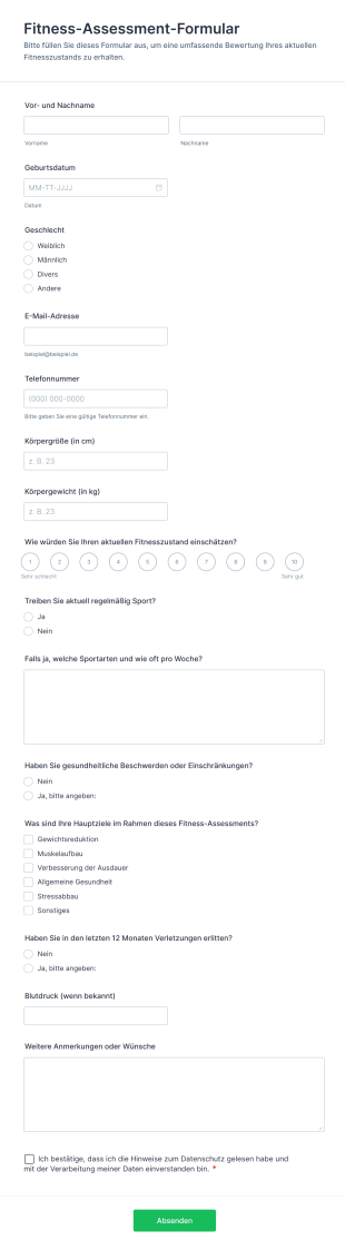 Fitness Assessment Formular