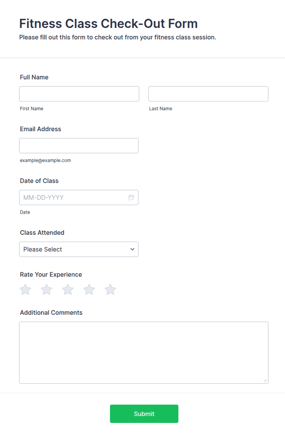 Fitness Class Check-Out Form Template | Jotform
