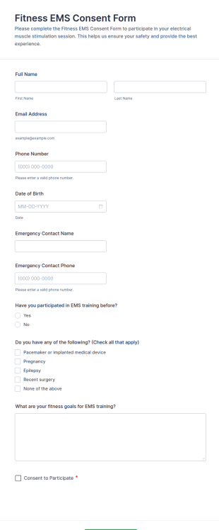 Fitness EMS Consent Form Template