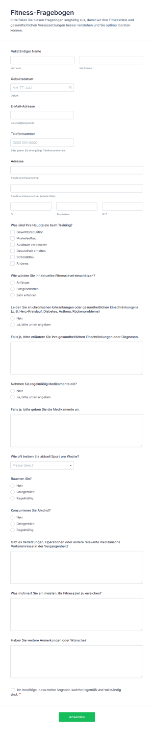 Fitness Fragebogen