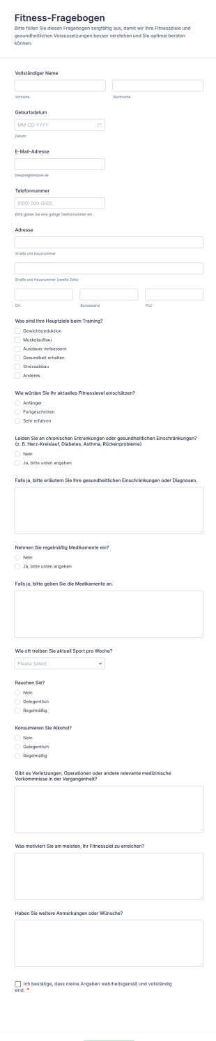 Fitness Fragebogen