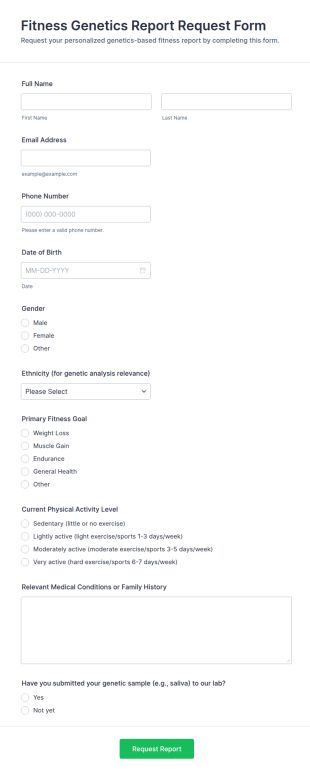 Fitness Genetics Report Request Form Template