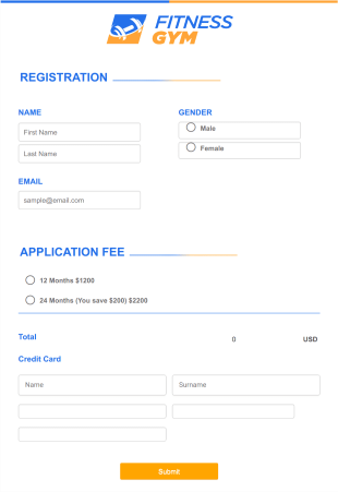 Fitness Gym Registration Form Template