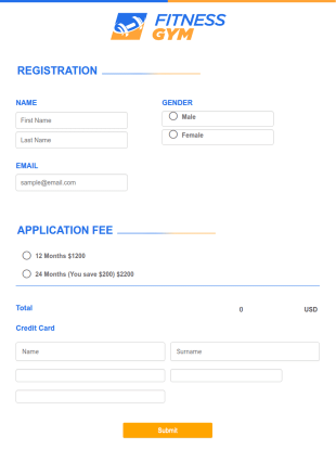 Fitness Gym Registration Form Template