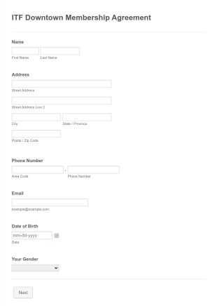 ITF Membership Agreement Form Template