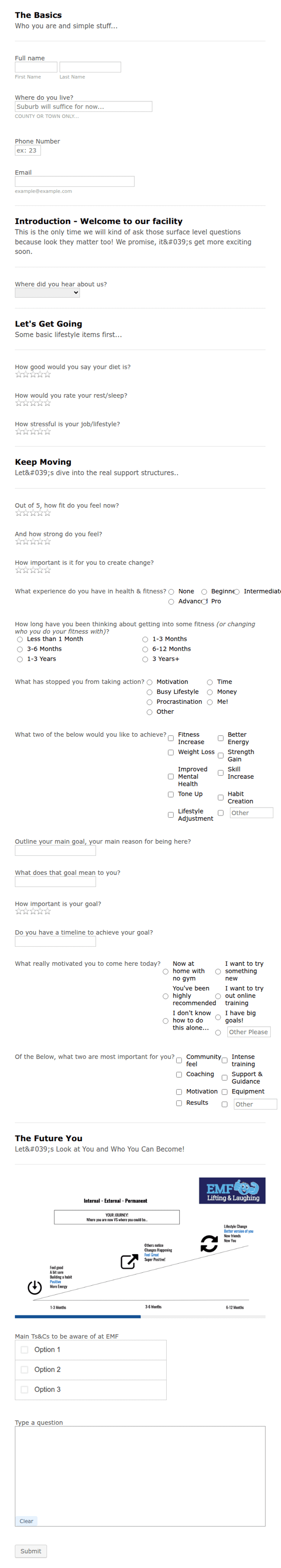 Fitness Needs Assessment Form Template | Jotform