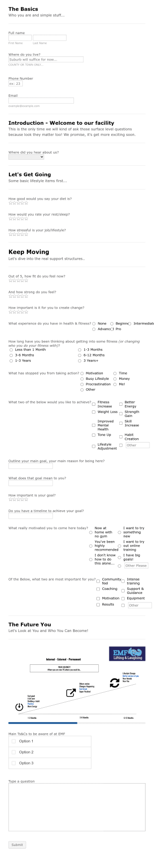 Fitness Needs Assessment Form Template