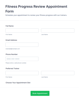 Fitness Progress Review Appointment Form Template