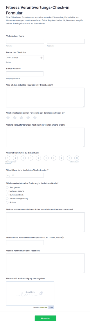 Fitness Verantwortungs Check In Formular