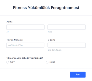 Fitness Yükümlülük Feragatnamesi Form Şablonu