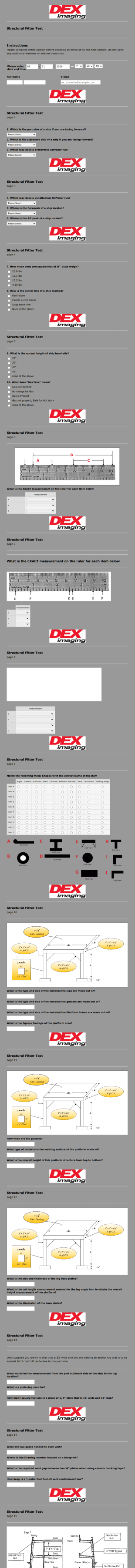 Structural Fitter Test Form Template
