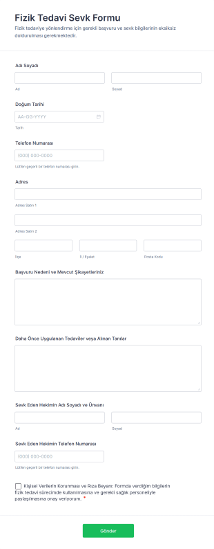 Fizik Tedavi Sevk Form Template