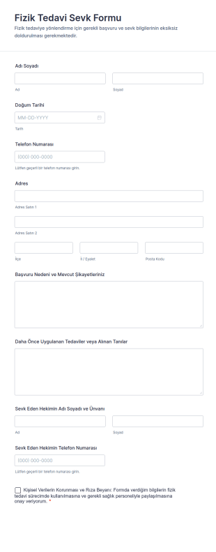 Fizik Tedavi Sevk Form Şablonu