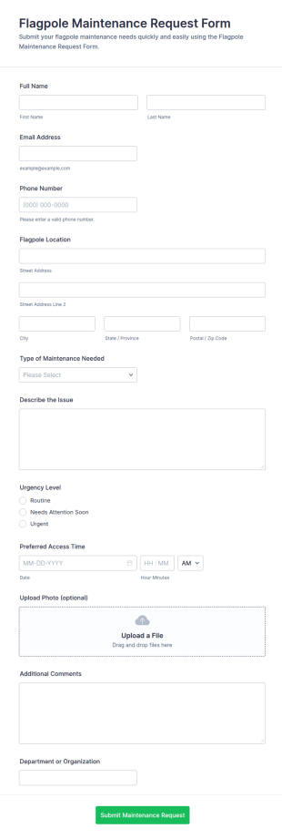 Flagpole Maintenance Request Form Template