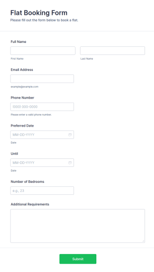 Flat Booking Form Template