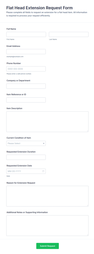 Flat Head Extension Request Form Template